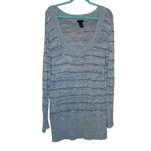 Torrid Long Sweater Gray with Sequins Size 2